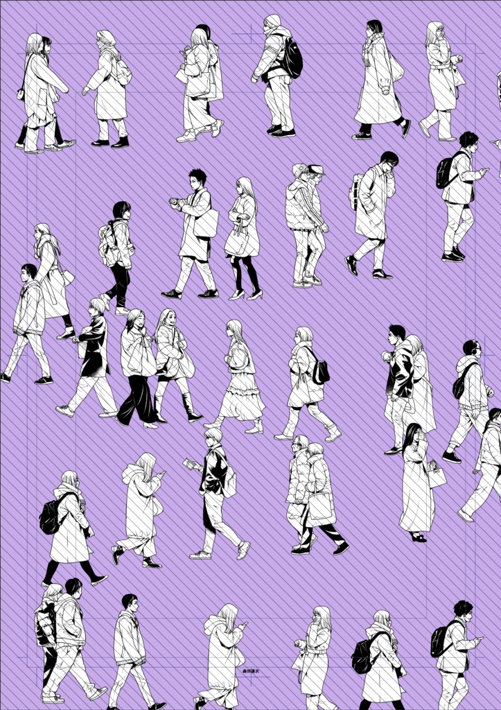 秋冬 横向きモブ35体