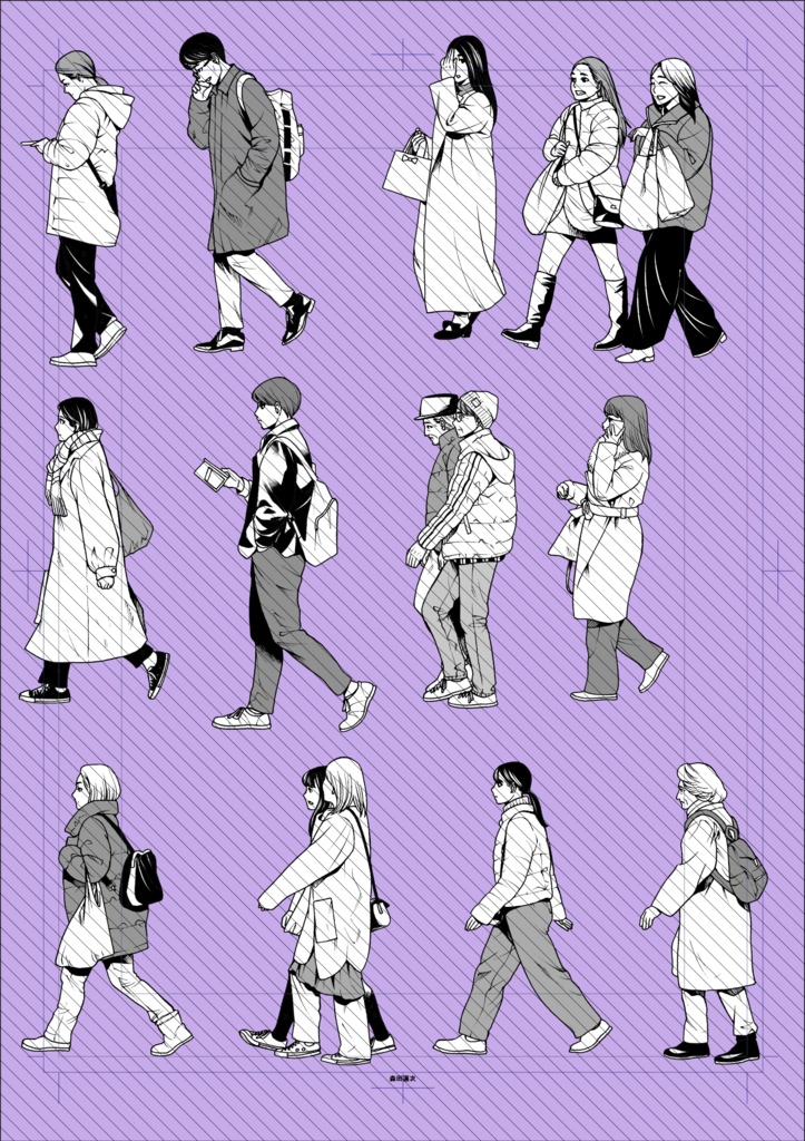 秋冬 横向きモブ35体