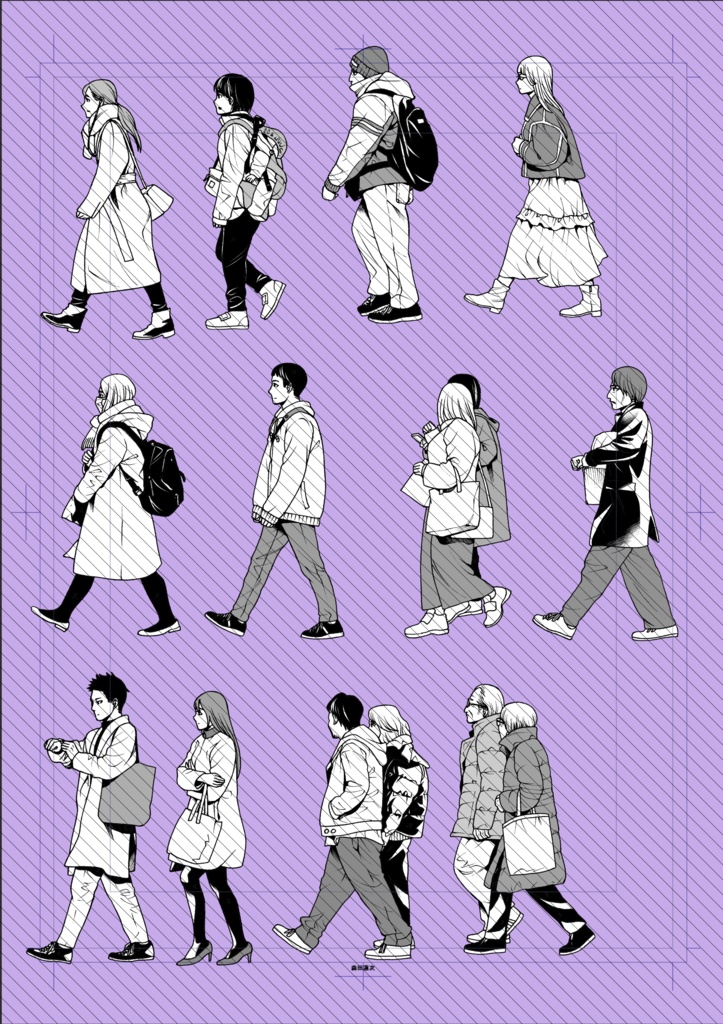 秋冬 横向きモブ35体