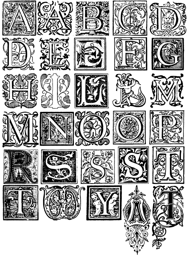 中世風素材「飾りアルファベット」30種類その2
