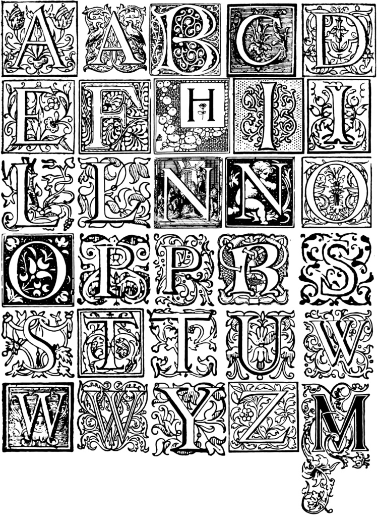 中世風素材「飾りアルファベット」30種類その3