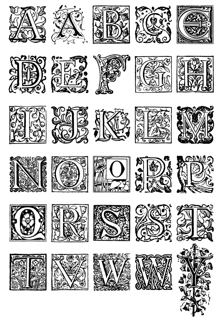 中世風素材「飾りアルファベット」150種まとめ