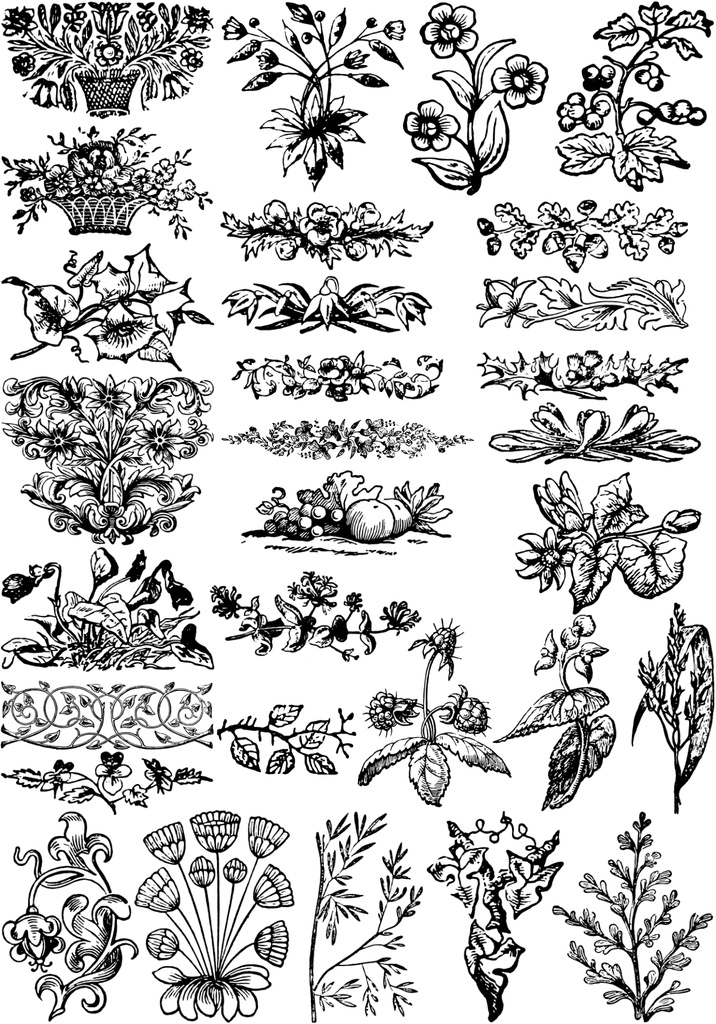 中世風素材「植物、花」150種類まとめ