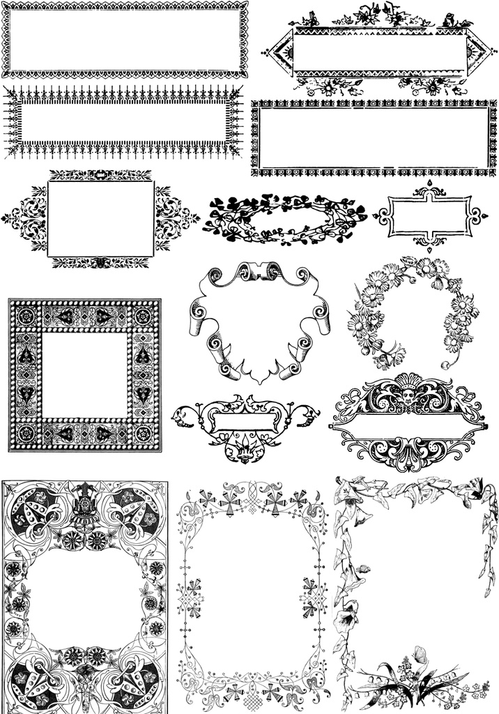 中世風素材「フレーム」15種類その8