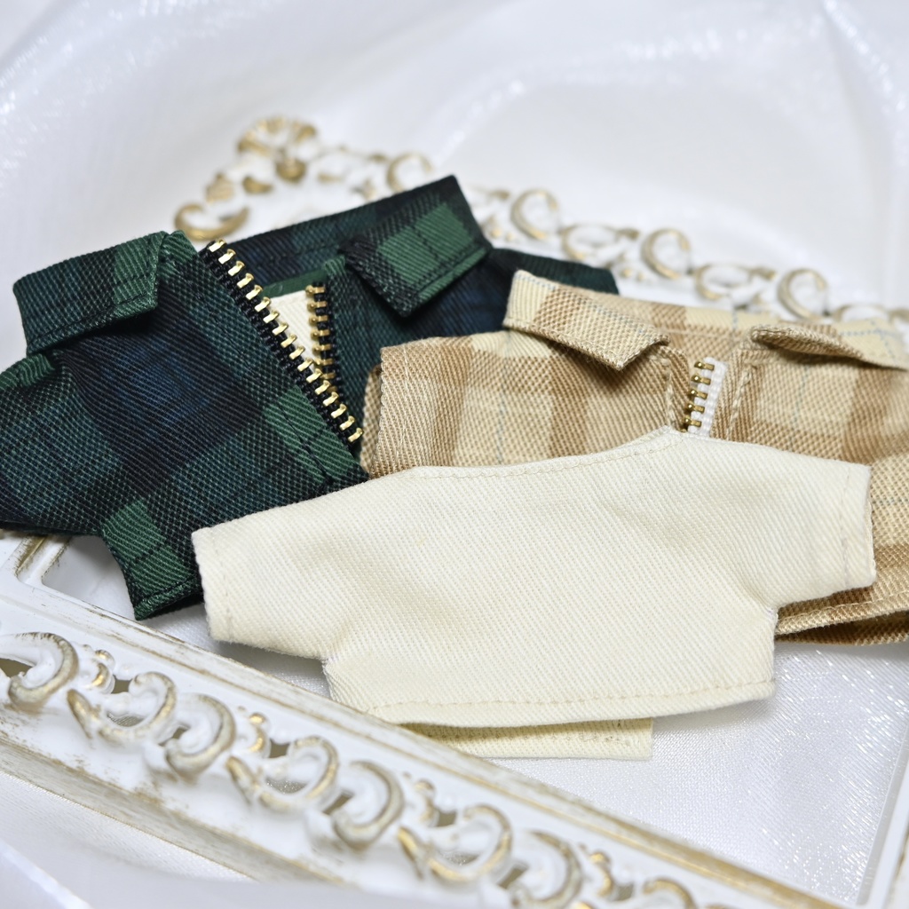 【16cm】チェックアウター&トップスセット