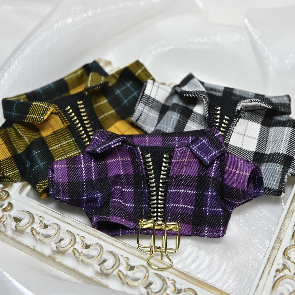 【16cm】チェックアウター&トップスセット