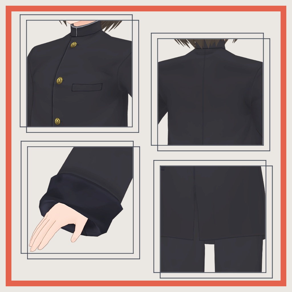 【VRoid】ぶかぶか学ランテクスチャ(サンプルあり)【男女兼用】