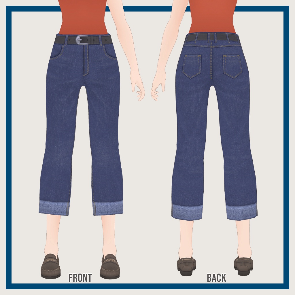 【VRoid】クロップドロールアップデニム(サンプルあり)【男女兼用 #VRFFコネクト 】