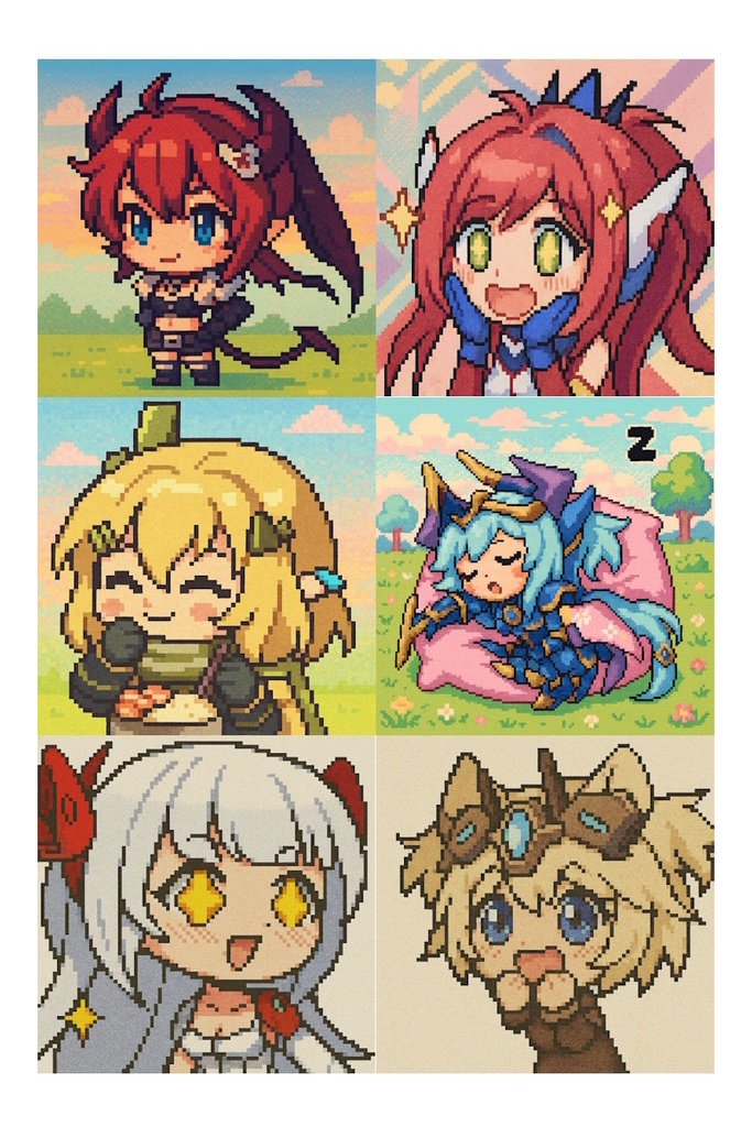 星の翼のスタンプをAIでドット絵に変換（エミカ）