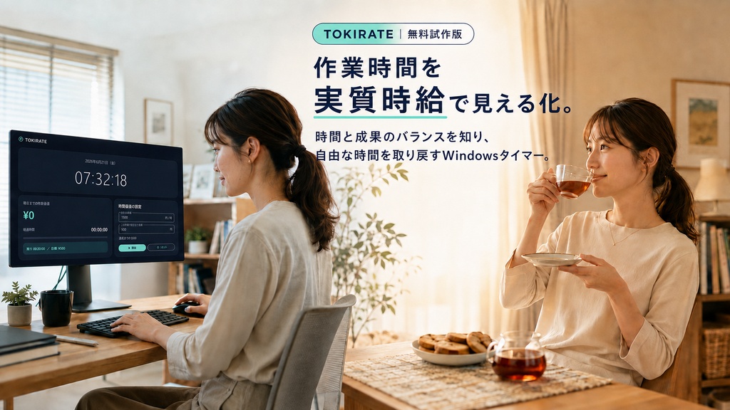 TOKIRATE|作業時間を実質時給で見える化するWindowsタイマー