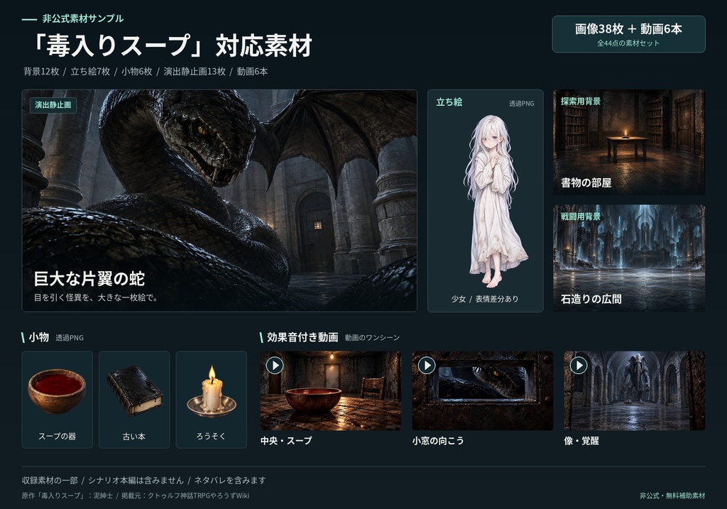 【無料】TRPG初心者スターターセット|TRPG Director+『毒入りスープ』対応素材
