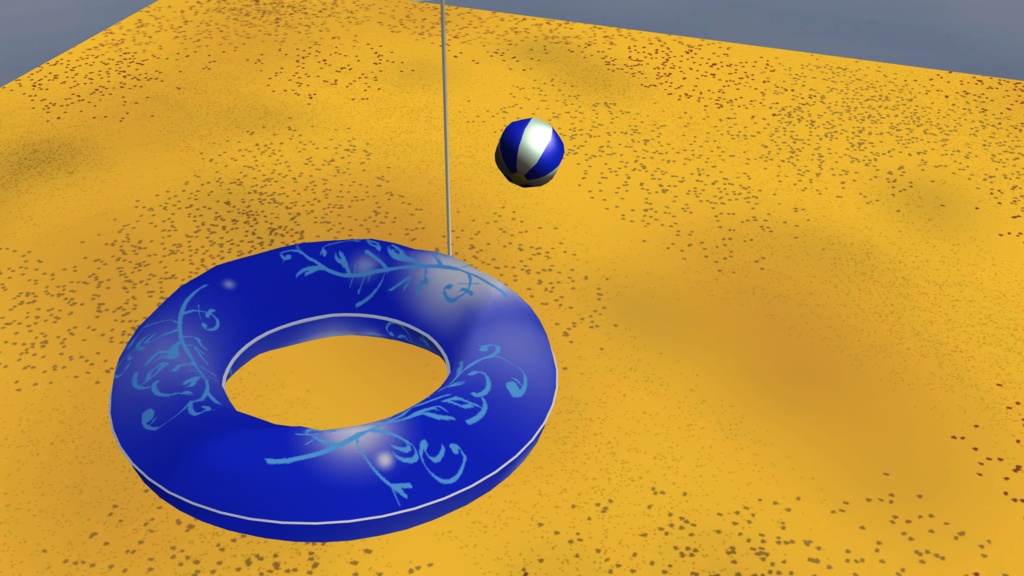 ビーチパラソル・浮き輪・ビーチボールセット