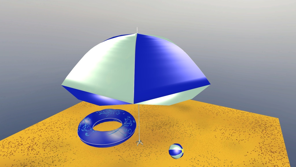 ビーチパラソル・浮き輪・ビーチボールセット