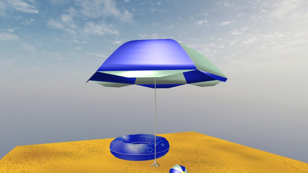 ビーチパラソル・浮き輪・ビーチボールセット