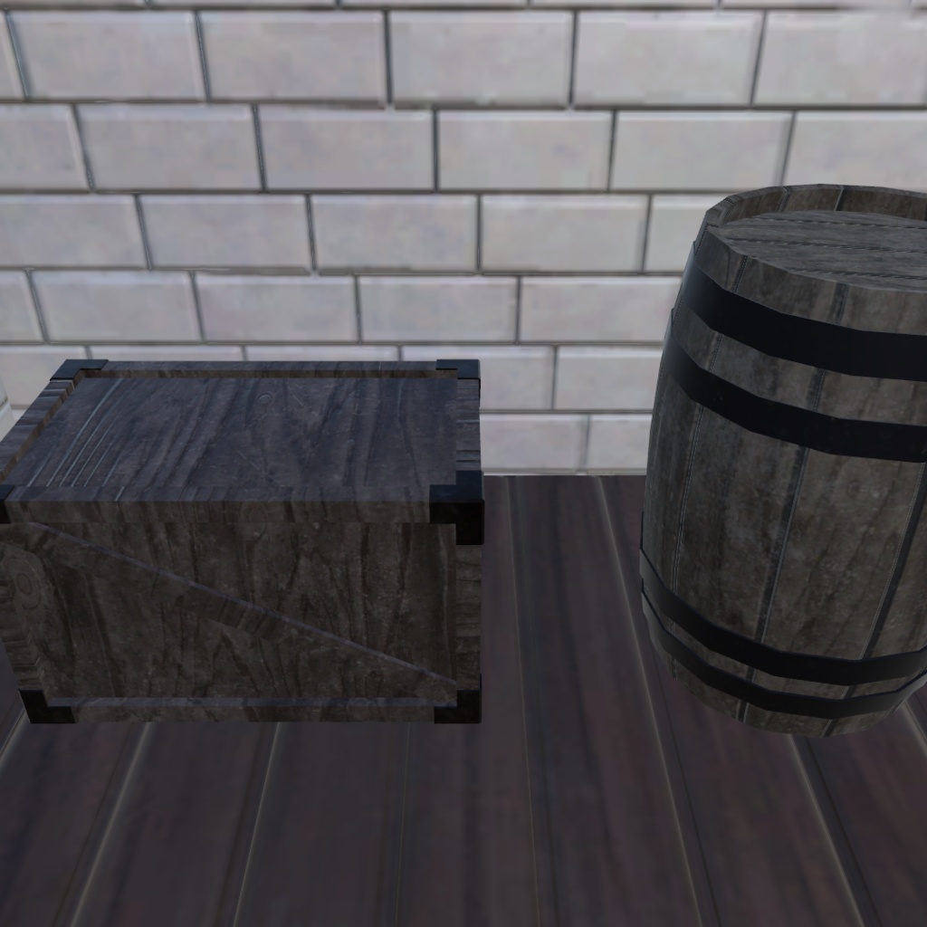 樽と木箱のセット【Barrel and Wooden Box】