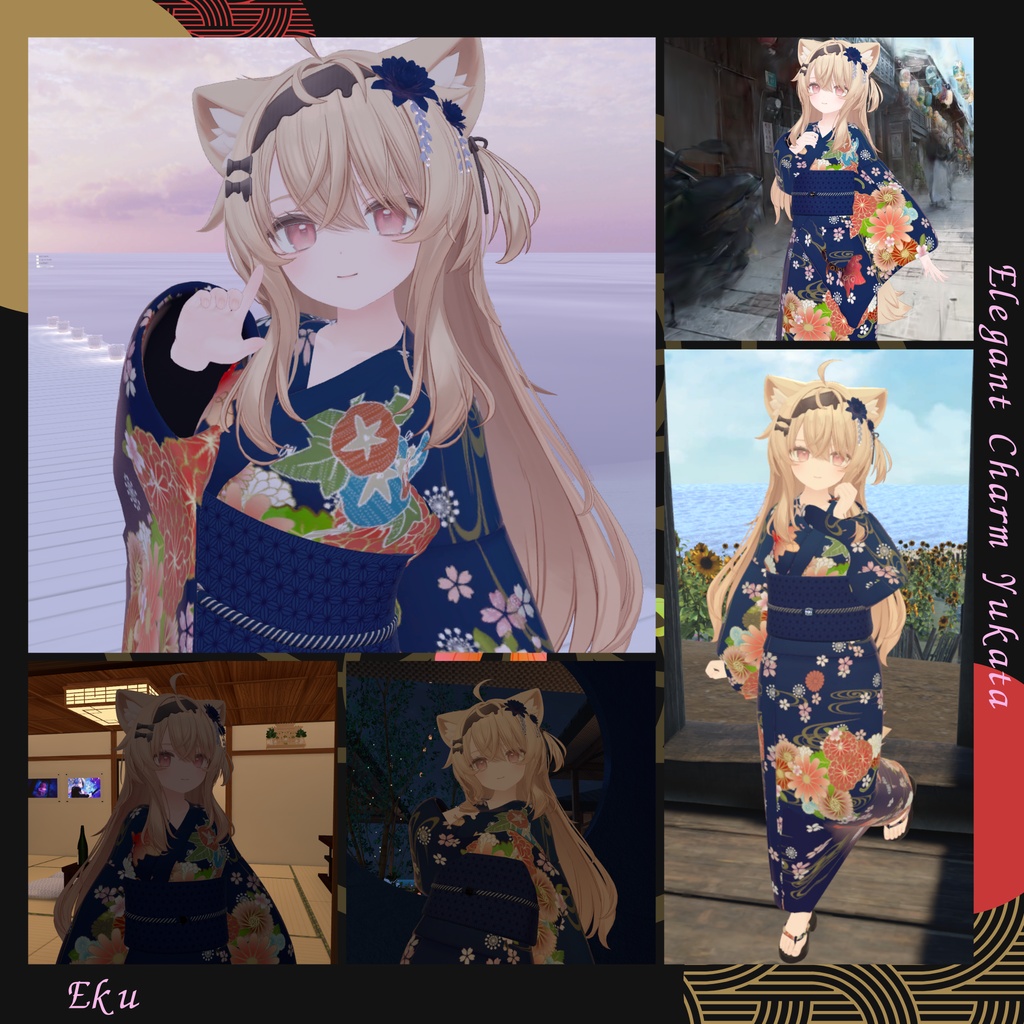 【20Avatar対応】Elegant Charm Yukata 『浴衣-和奏-』