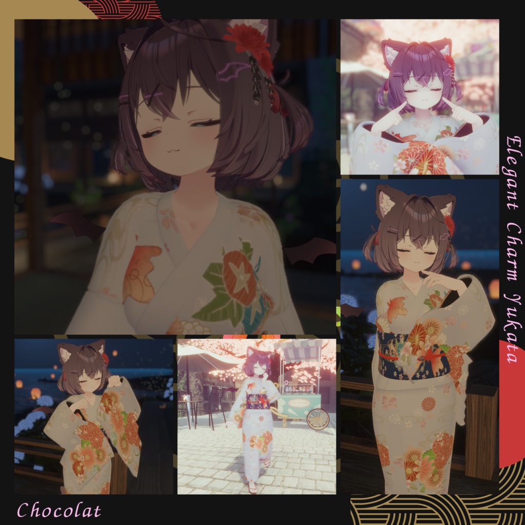 【複数Avatar対応】Elegant Charm Yukata 『浴衣-和奏-』