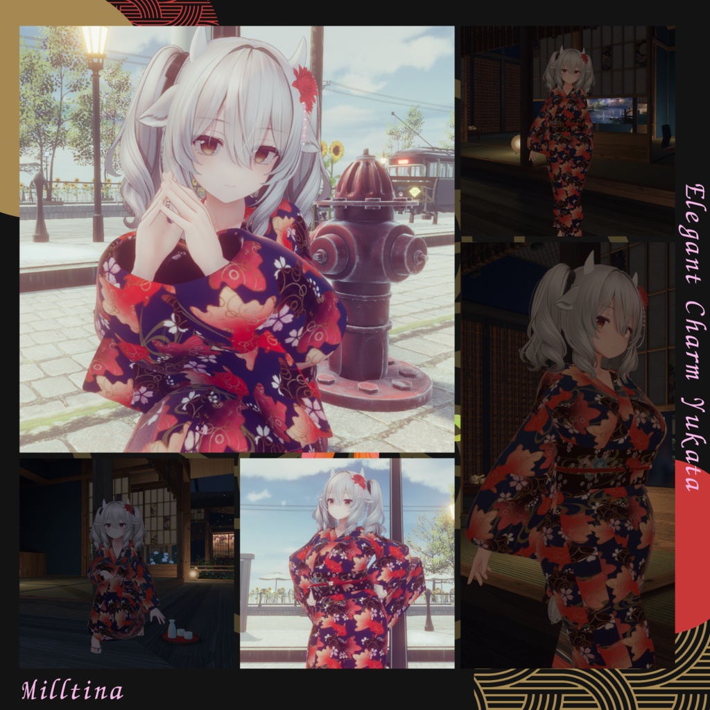 【複数Avatar対応】Elegant Charm Yukata 『浴衣-和奏-』