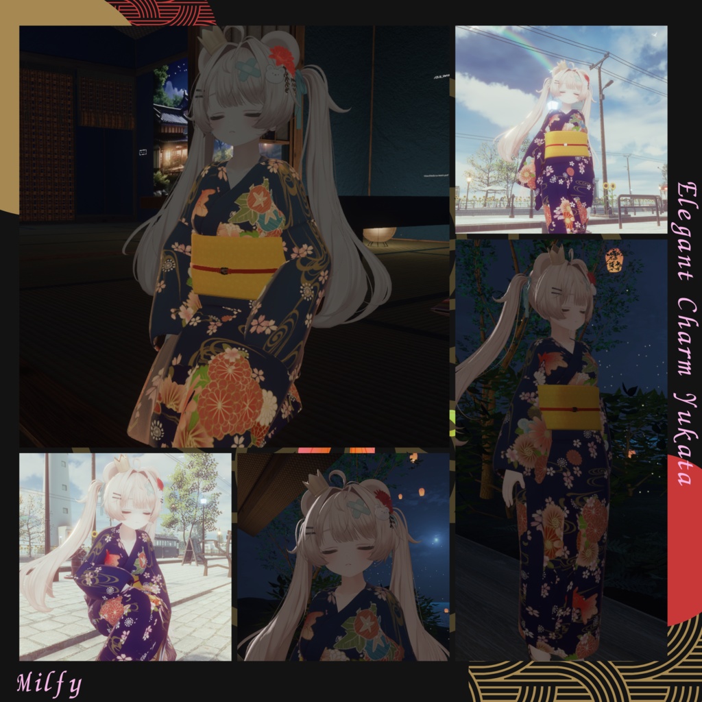 【複数Avatar対応】Elegant Charm Yukata 『浴衣-和奏-』
