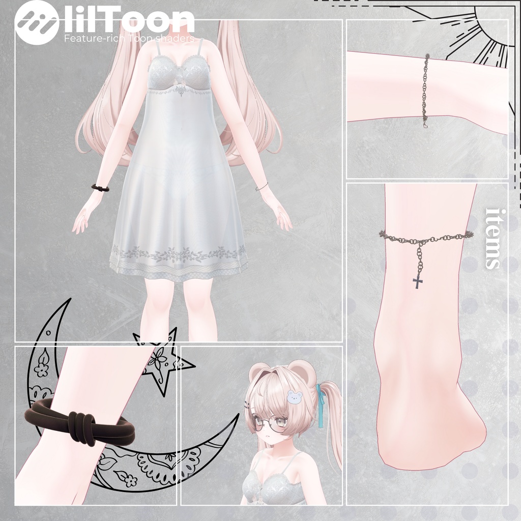 【12Avatar対応】Starlight Veil Negligee『星明かりのルームドレス』