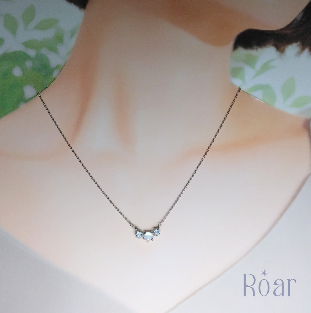 レインボームーンストーンとスカイブルートパーズのネックレス