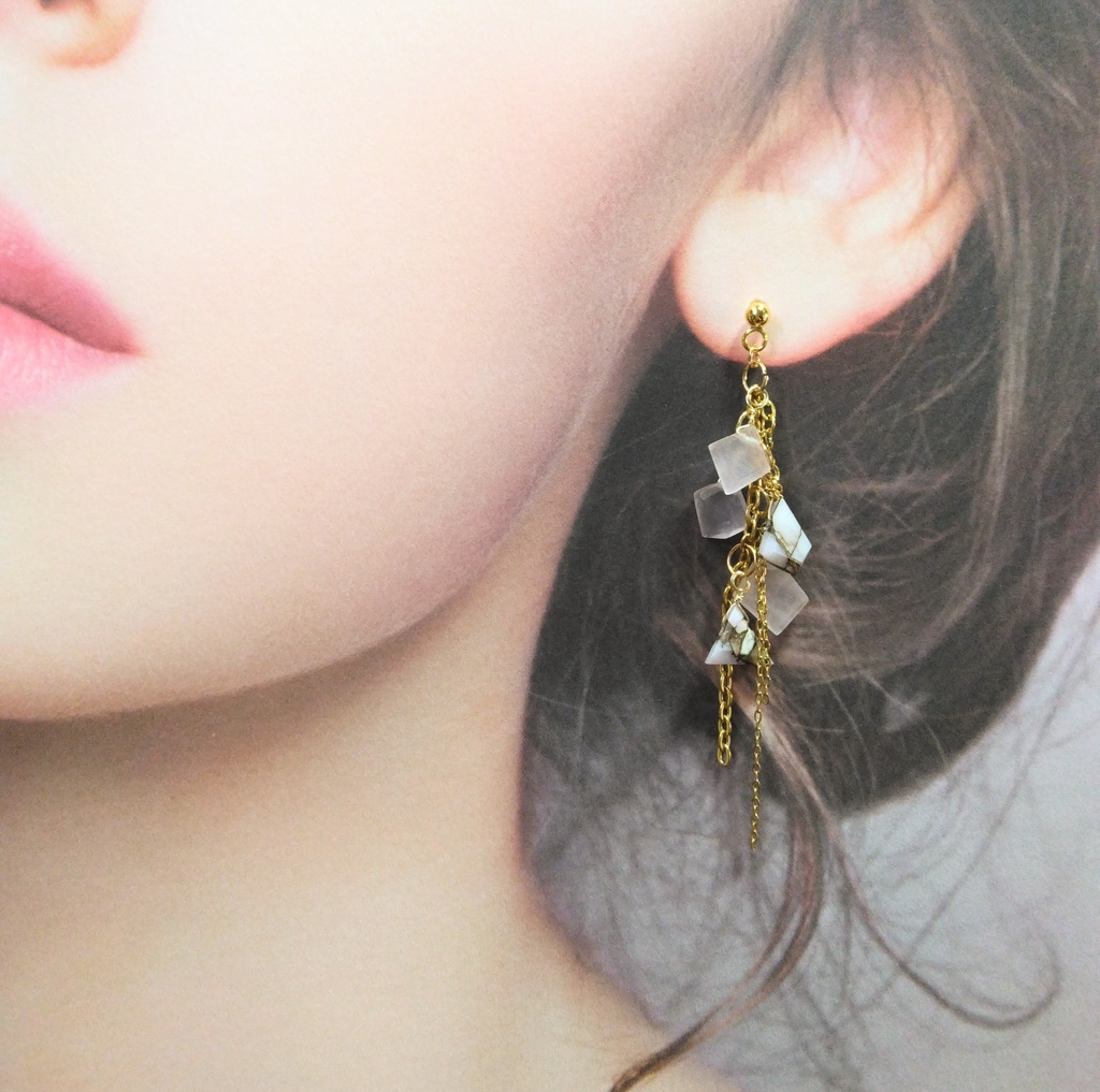 ラフスライス天然石のピアス