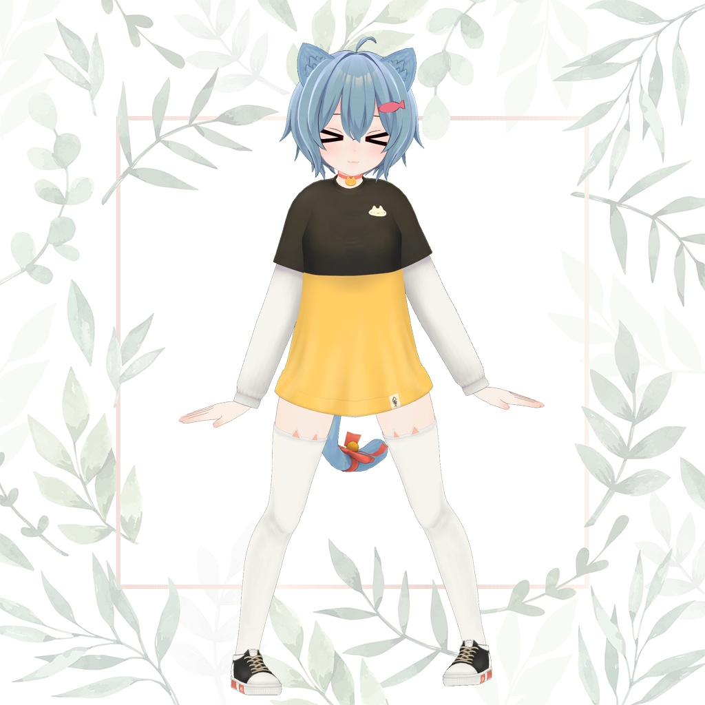 猫ツーピース長袖Tシャツ for Rusk