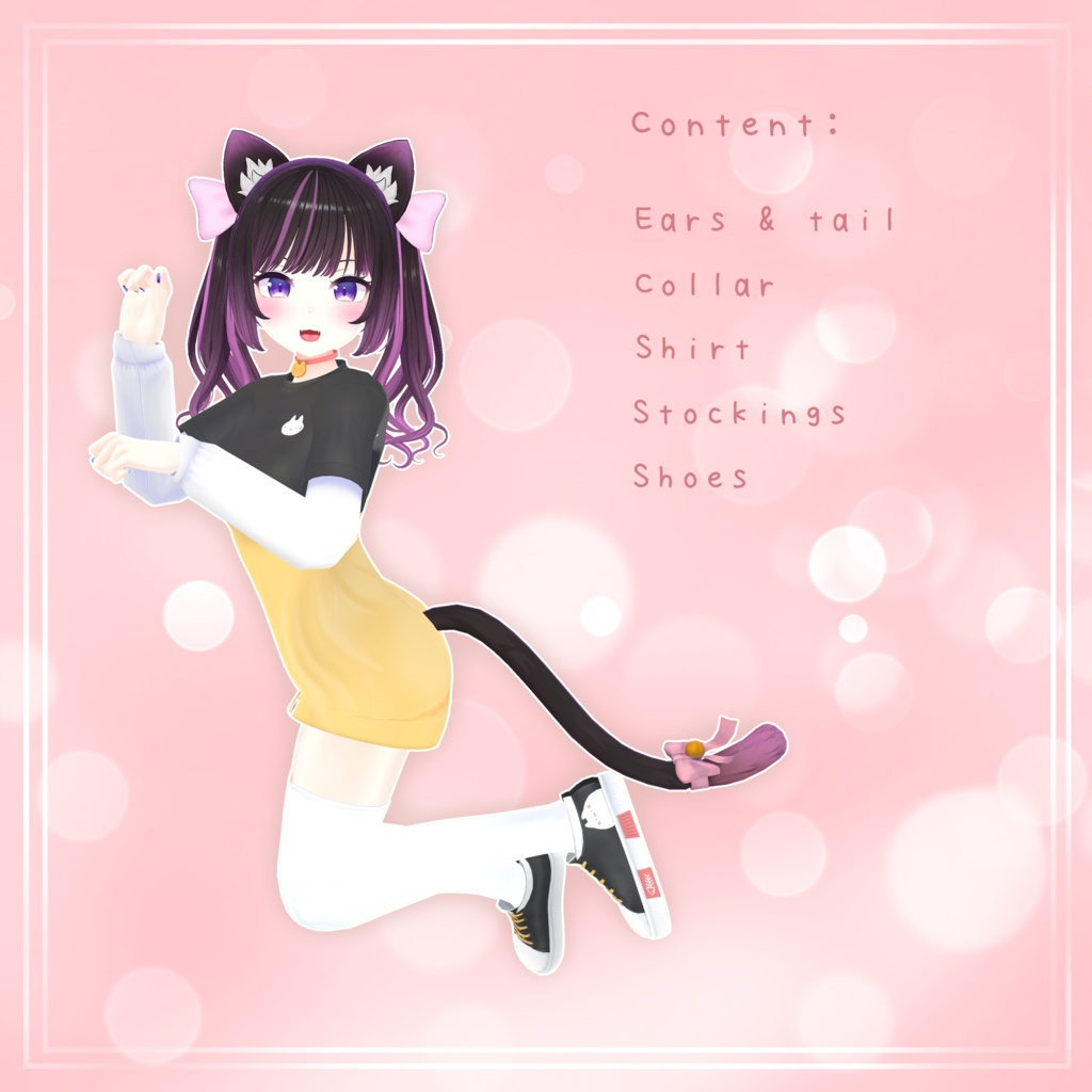 猫ツーピース長袖Tシャツ for Anon