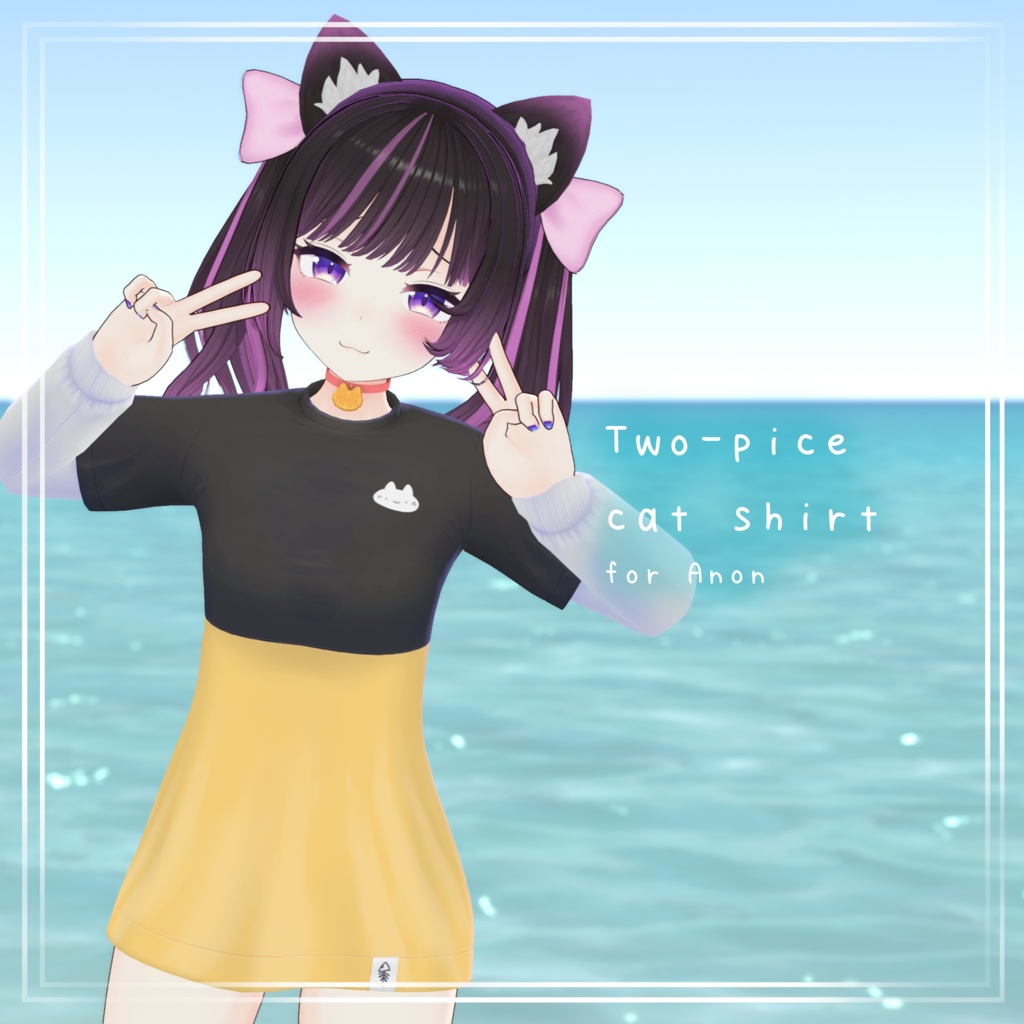 猫ツーピース長袖Tシャツ for Anon