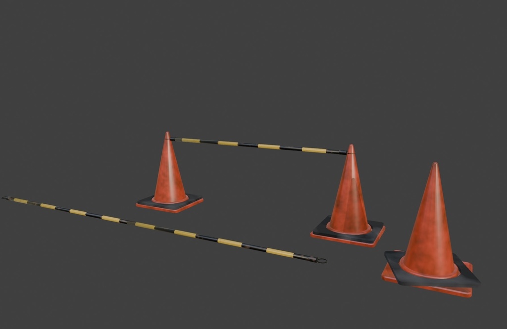 【3Dモデル】カラーコーン&バー