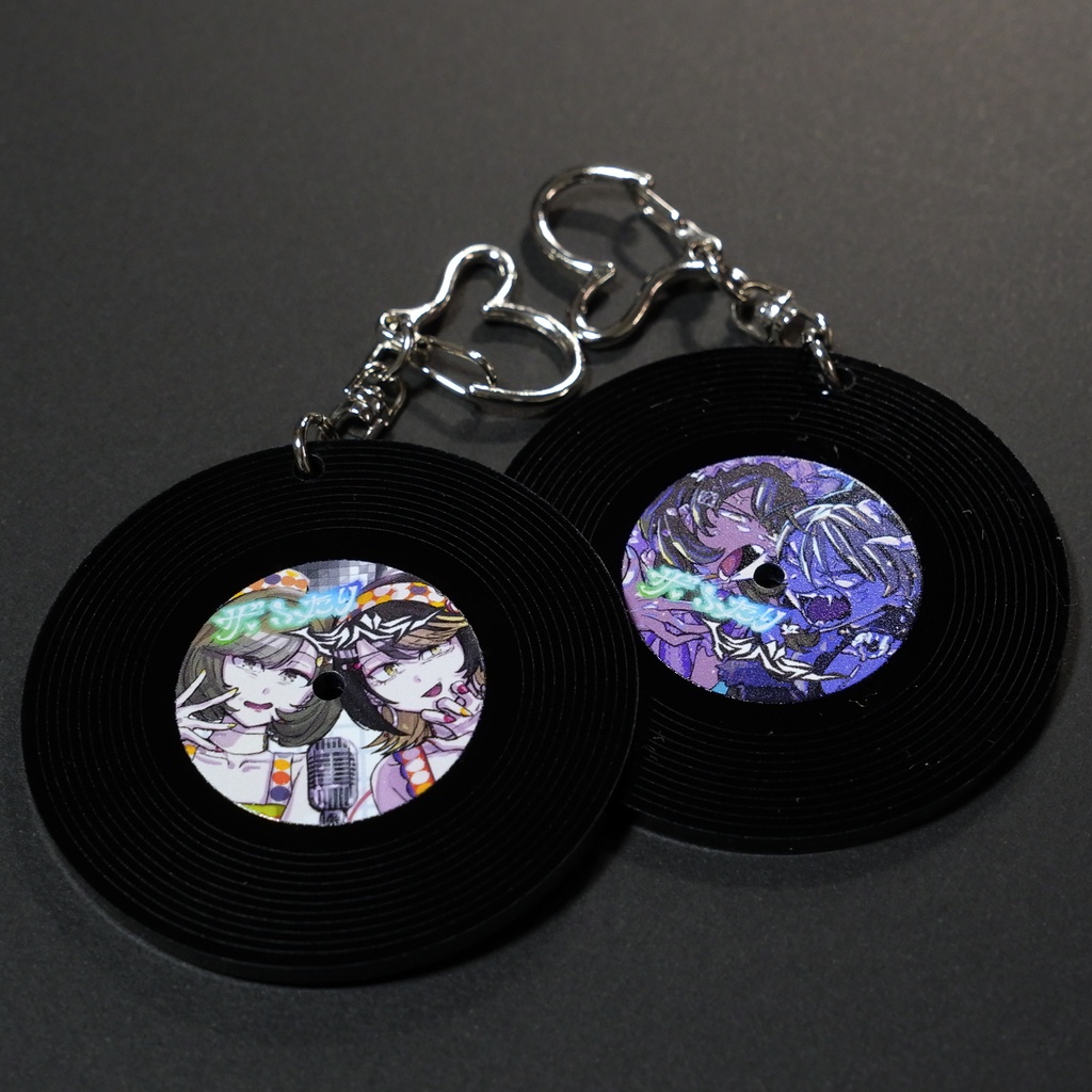 ②にちルカふたりトラベラー：レコード風アクリルキーホルダー