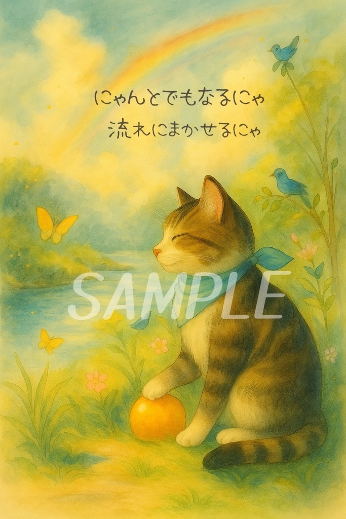 もふっと言霊 vol.3~ゆるっと流れて、にゃんとでもなるにゃん~【壁紙4枚セット】