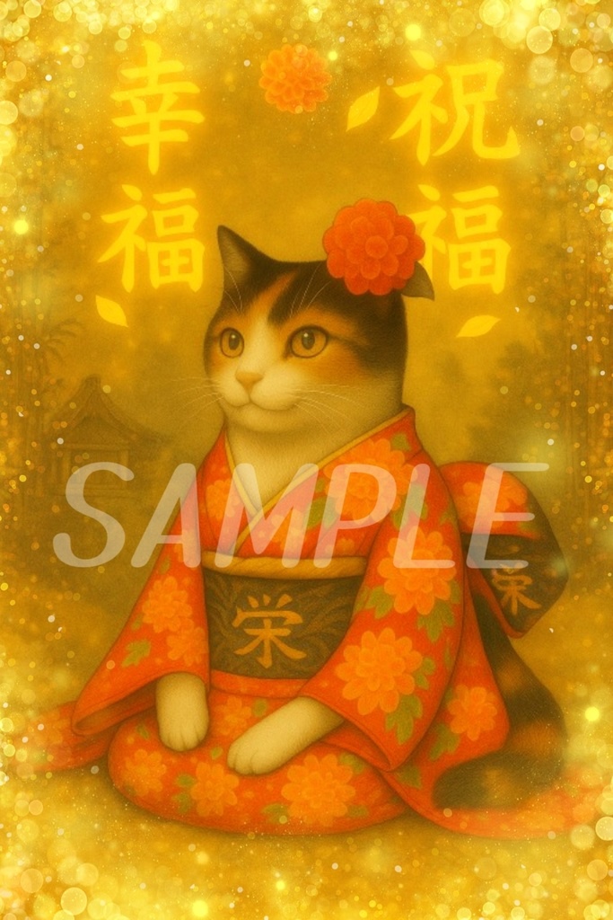 もふっと言霊 vol.5~三毛猫の御守りセットにゃん~(12枚セット)