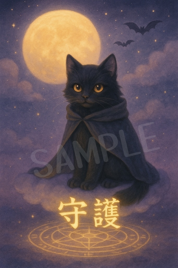 もふっと言霊 vol.6 〜黒猫の開運魔法セットにゃん〜(8枚セット)