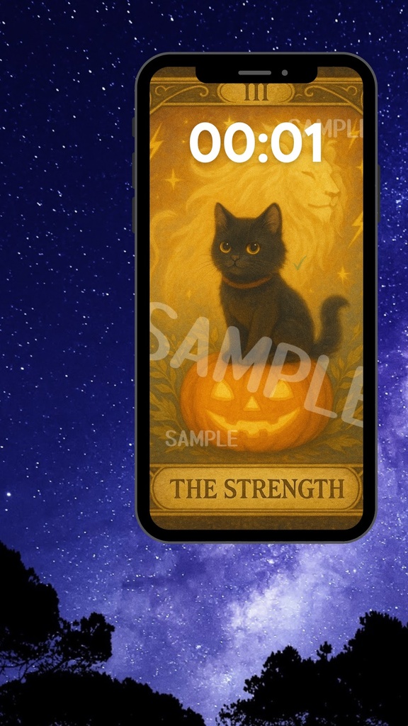 黒猫タロット風壁紙セット【全11枚】ハロウィンにも🎃