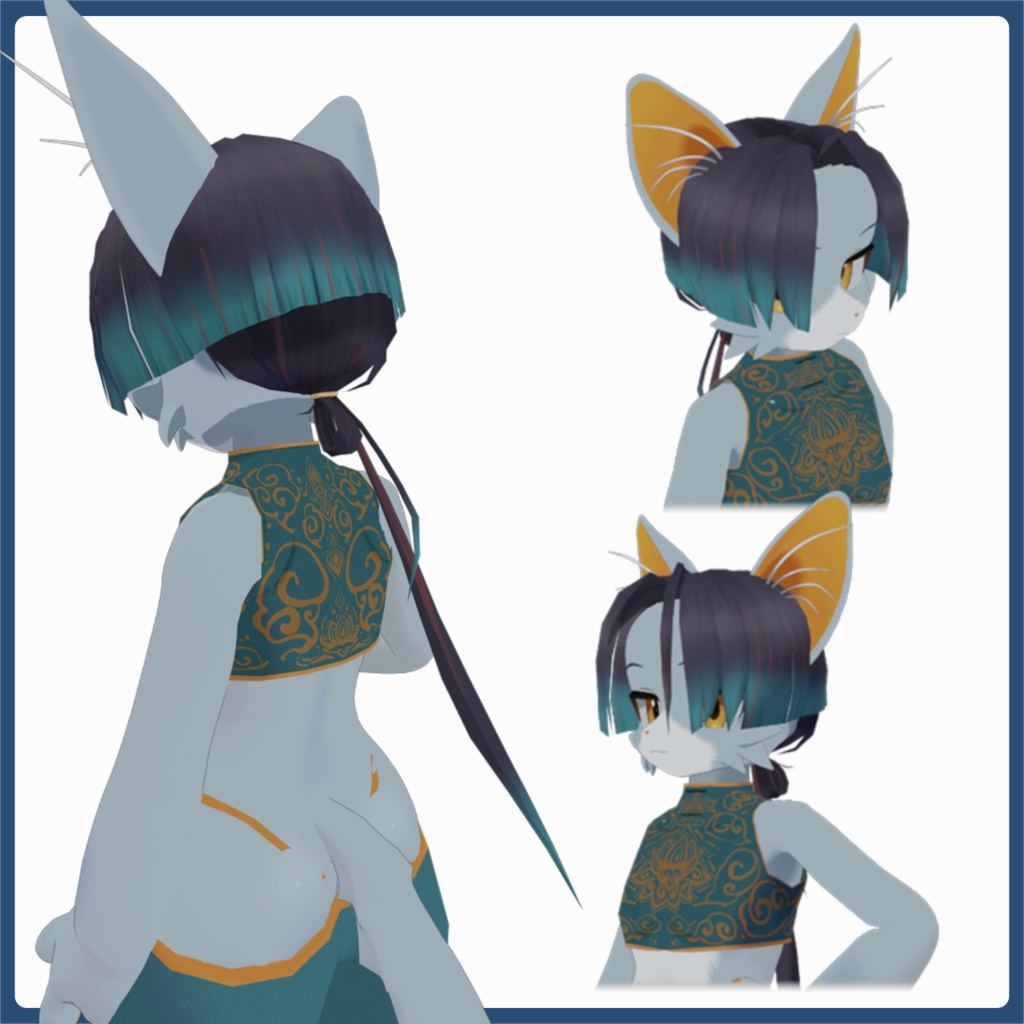 【なぎねこクン・ハオラン対応】24式ぱっつん中華ヘア