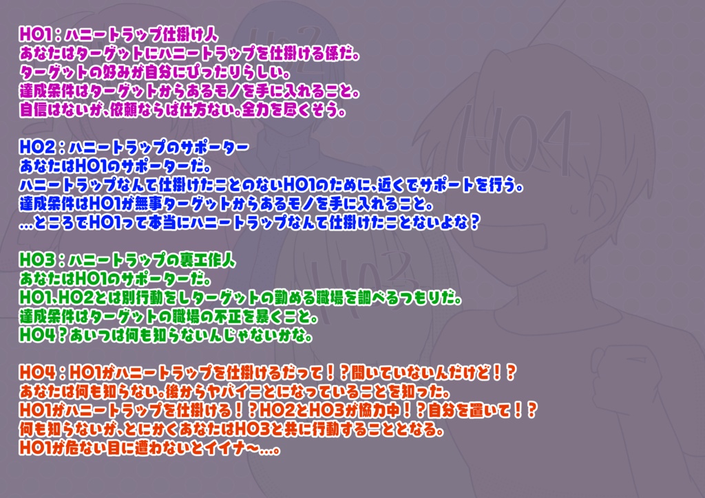 CoC6版シナリオ「ハニトラベリサド」