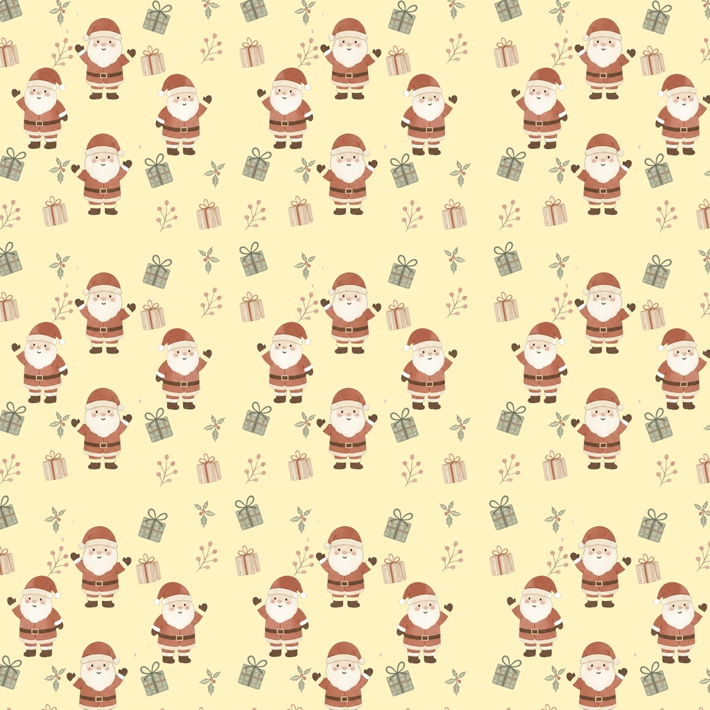 クリスマス サンタクロースのデジタルペーパー 5色セット|かわいい冬柄・背景素材・シームレスパターン