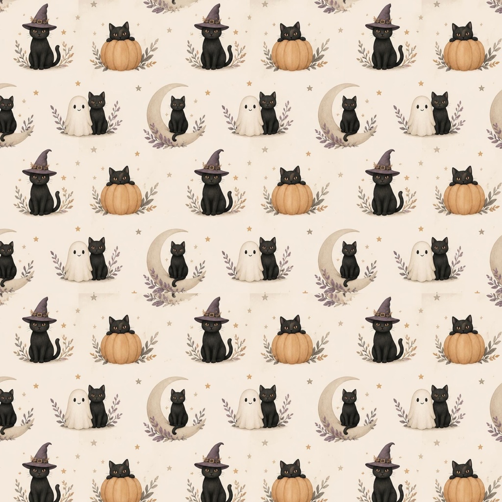 黒猫とハロウィンモチーフ