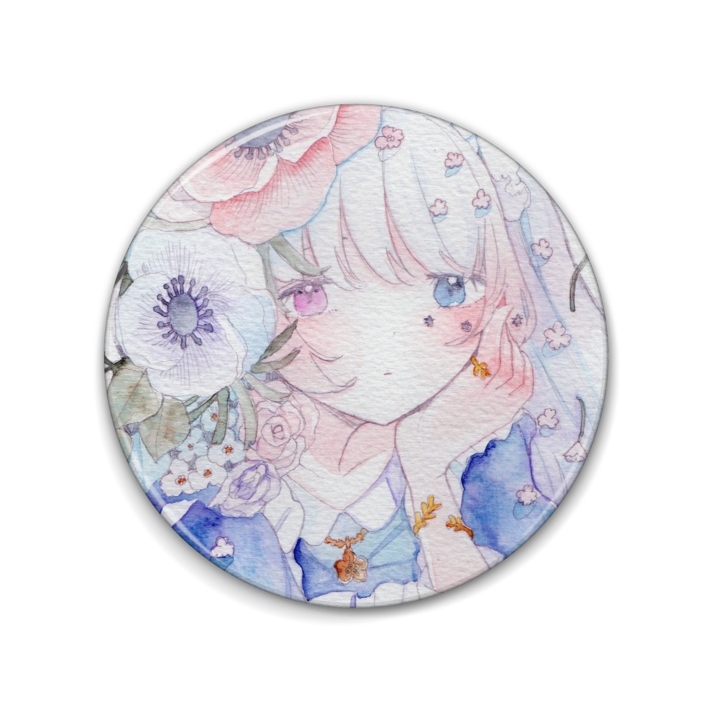 缶バッジ 花とメイドさん