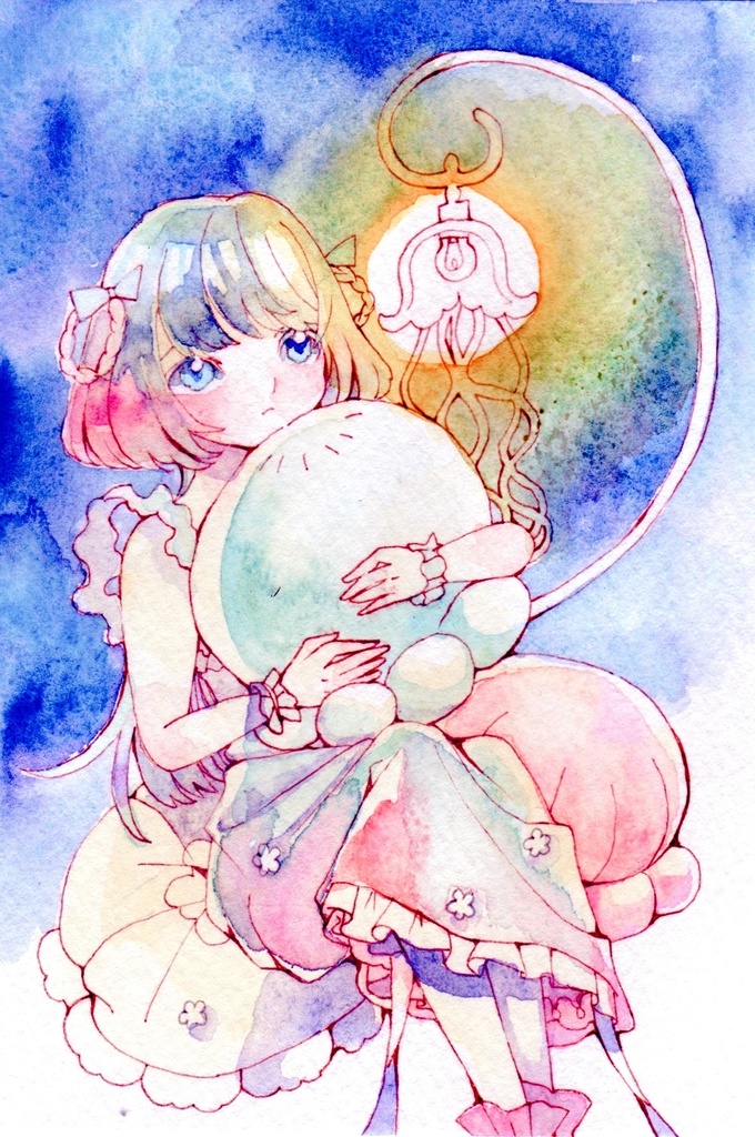 原画「クラゲのランプとぬいぐるみ」