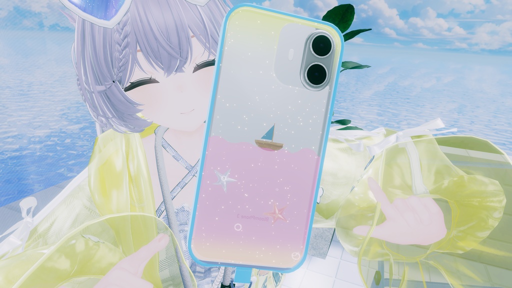 【チャーム無料】動く!光る! Liquid Seaside case + うきわチャーム【BloomPhone 3対応】