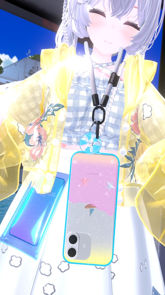 【チャーム無料】動く!光る! Liquid Seaside case + うきわチャーム【BloomPhone 3対応】