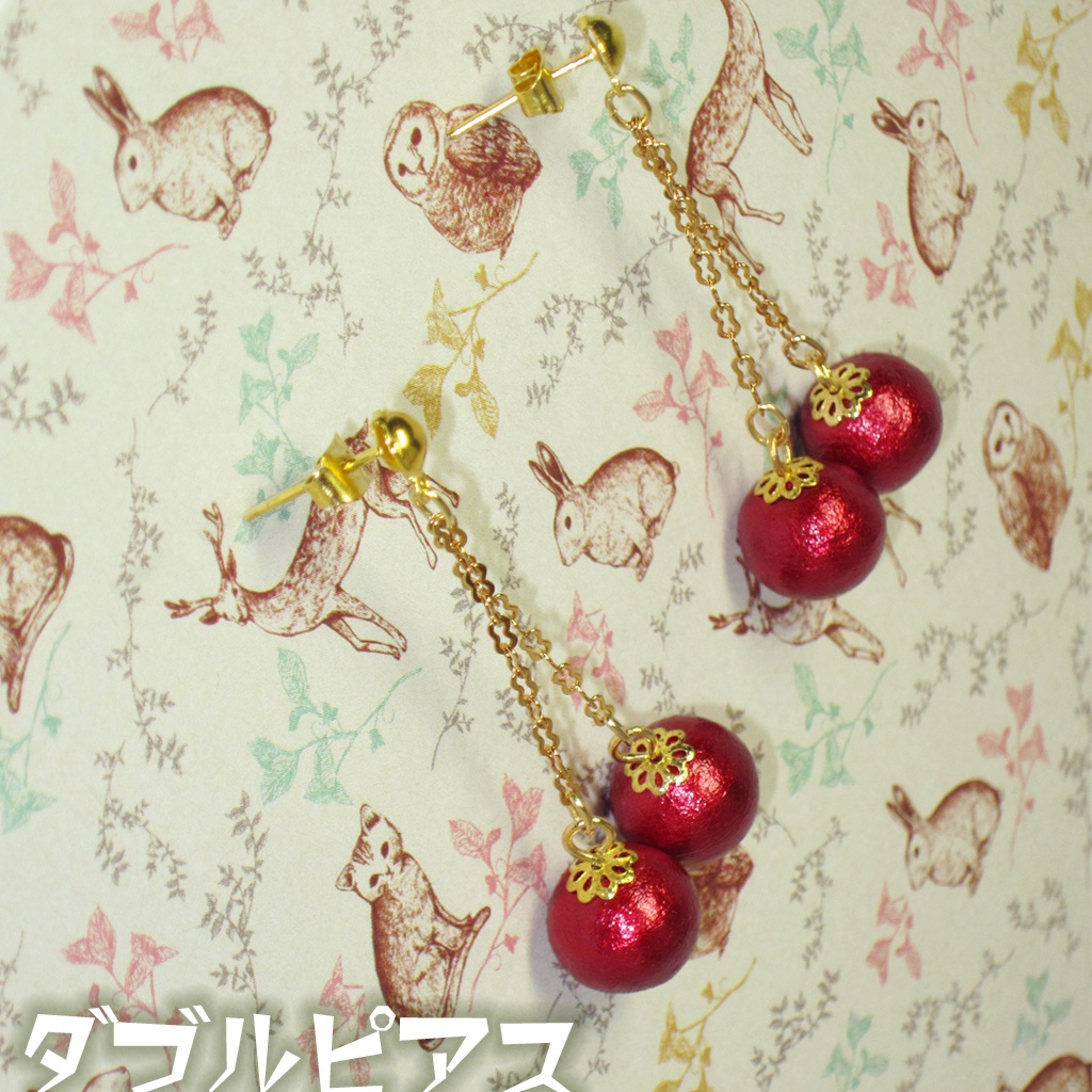 花京院典明風 イヤリング/ピアス コットンパールver