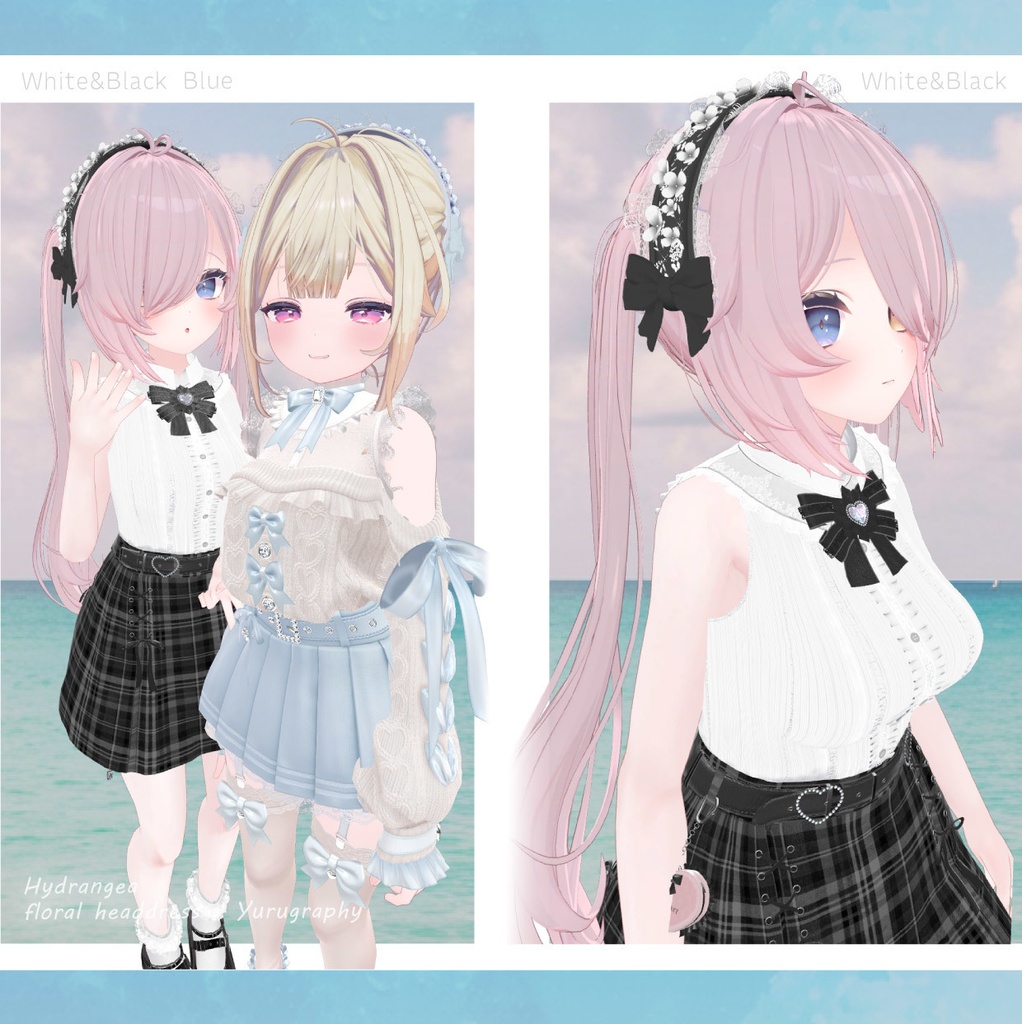 フローラルヘッドドレス-紫陽花-【VRChat想定】