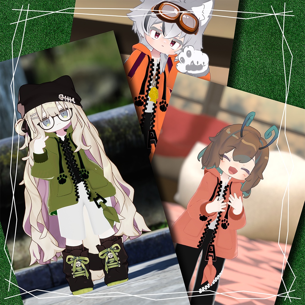 【まめふれんず対応】肉球パーカー&ジッパーパンツ