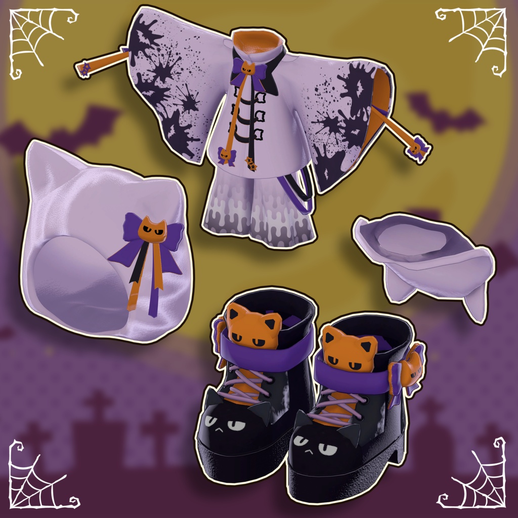 【セール中!】ハロウィンねこおばけ【まめふれんず・アズキ(えも研素体)】
