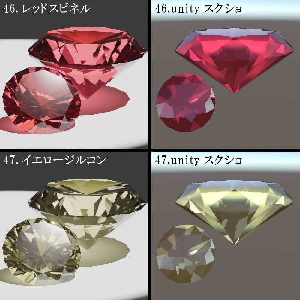 【再配布可能】3D宝石(Round Brilliant Cut)58set【VRChat想定】