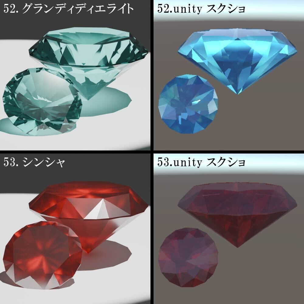 【再配布可能】3D宝石(Round Brilliant Cut)58set【VRChat想定】