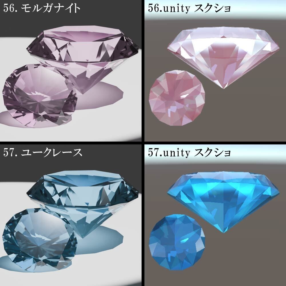 【再配布可能】3D宝石(Round Brilliant Cut)58set【VRChat想定】